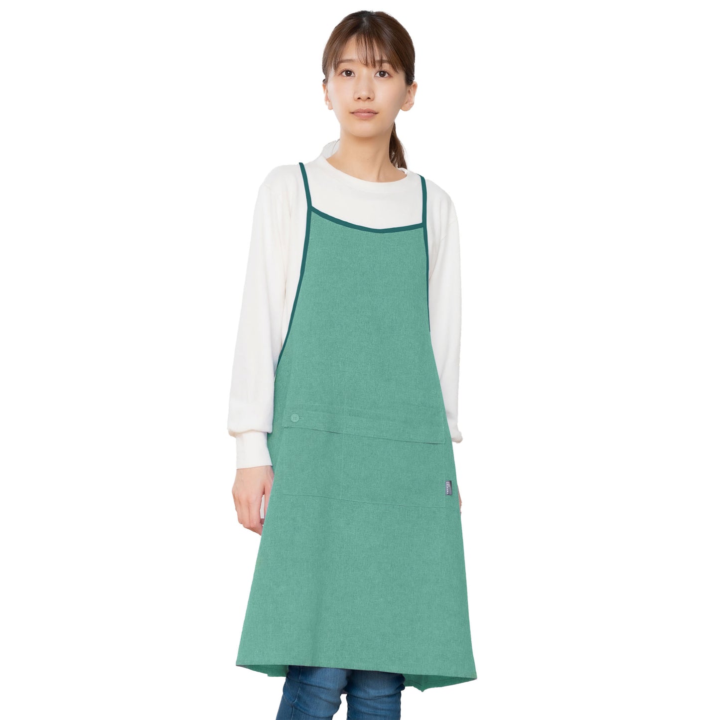 「KIRAKU(キラク)」クロスエプロン(ターコイズグリーン)