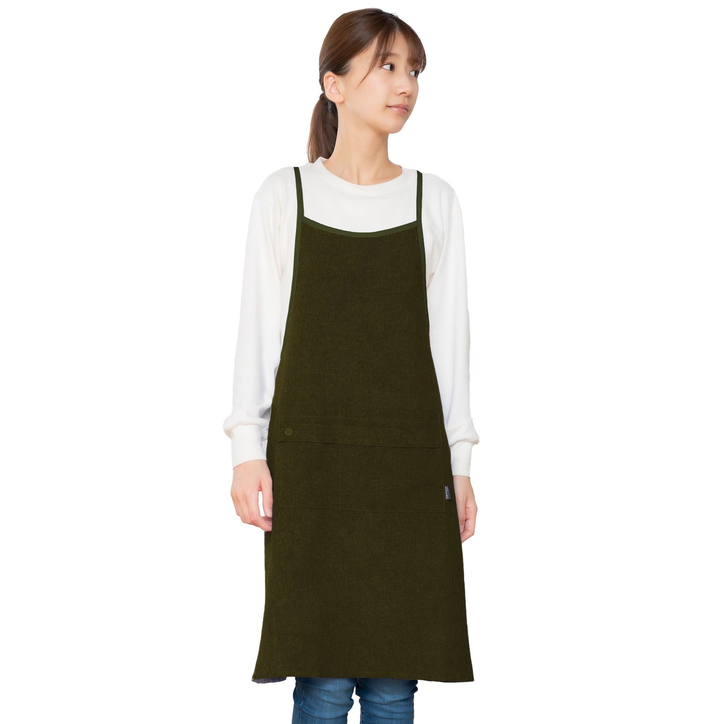「KIRAKU(キラク)」クロスエプロン(オリーブグリーン)