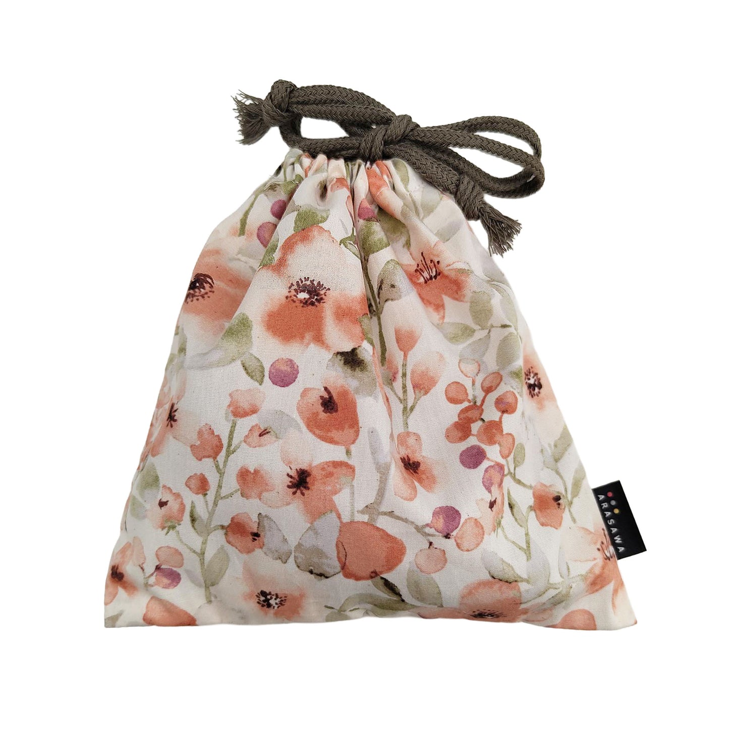 ARASAWA フラワー柄ミニ巾着 ピンクアーモンド