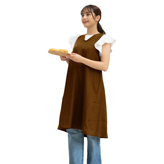 「KIRAKU(キラク)」ワンピースエプロン(キャメル)